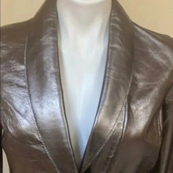 Dkny leather metallic women trench coat - Picture 6 of 14